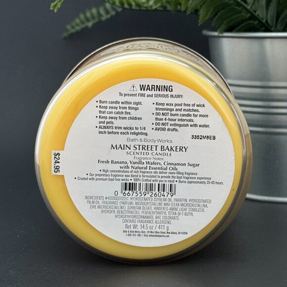 BBW Main Street Bakery Bath & Body Works 3 Wick Candle - Picture 9 of 10